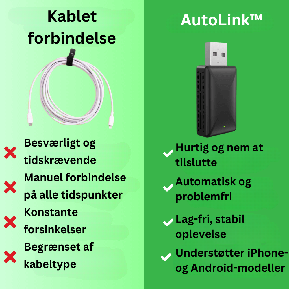 AutoLink™ | Trådløs carplay- og Android Auto-adapter