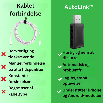 AutoLink™ | Trådløs carplay- og Android Auto-adapter